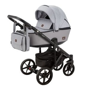 Carucior 4 in 1 Adamex Olivia ALU, cu baza ISOFIX, Linen & EcoLeather BR260, Grey Fox