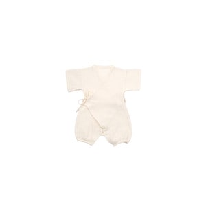 Salopeta petrecuta din muselina BabyCosy, 100% bumbac organic, crem, 9-12 luni
