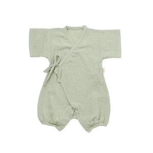 Salopeta petrecuta din muselina BabyCosy, 100% bumbac organic, verde, 6-9 luni