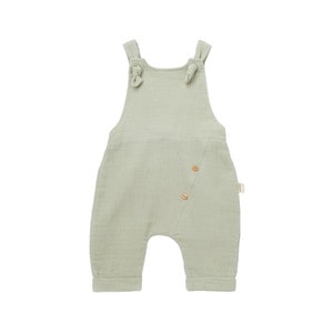 Salopeta de vara cu pantaloni lungi din muselina BabyCosy, 100% bumbac organic, verde, 12-18 Luni