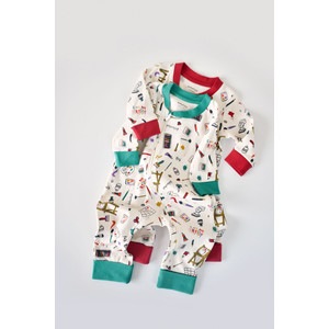 Set 2 salopetele cu maneca lunga si panataloni lungi cu fermoar BabyCosy, 100% bumbac organic, rosu si verde, 9-12 luni