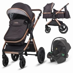 Carucior transformabil 3in1 Coccolle Melora Diamond black, 90 x 46 x 100 cm, pliabil carte