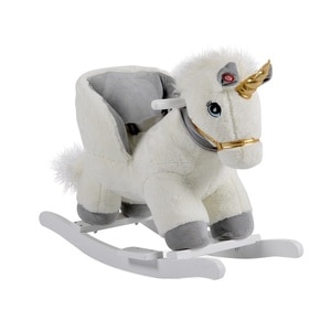 Cal balansoar cu spatar si sunete Moni Moon Unicorn, +12 luni, Gri