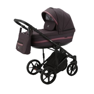 Carucior 3 in 1 ADAMEX RIMINI ALU, LUX Collection, Linen & EcoLeather RY45, Frozen Raspberry