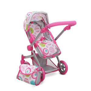 Carucior pentru papusi Moni, pliabil, maner reglabil, Pink Rose