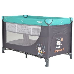 Patut pliabil cu doua niveluri P9010 Tommy, Albastru/Gri