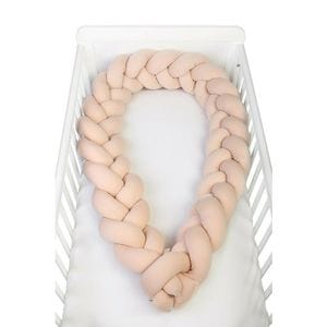 Protectie laterala pentru patut YappyKids, Tip Bumper impletit YappyGum, Utilizabil si ca baby nest, tricot, Lungime 240 cm, Beige