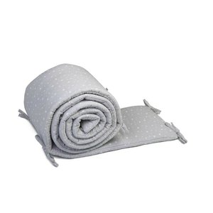 Aparatoare laterala pentru patut YappyStar, muselina, patut de dimensiunea 120x60 cm, Cu 14 panglici, YappyKids, Lungime 360 cm, Inaltime 30 cm, Grey