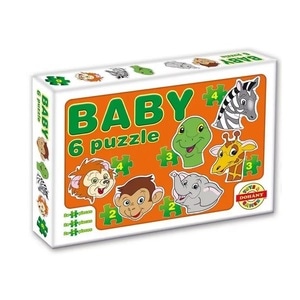 Puzzle clasic Baby, Dohany, Animale exotice cu 6 imagini, 18 piese, 2 ani+, Multicolor