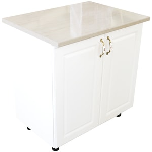 Dulap bucatarie Zebra, MDF, blat Travertin, 80 x 60 x 85 cm, alb lucios