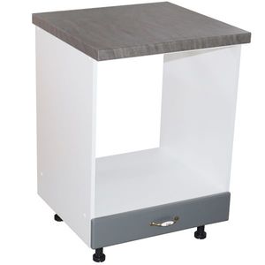 Corp inferior bucatarie Zebra, MDF, blat beton, 60 x 60 x 85 cm, alb-gri