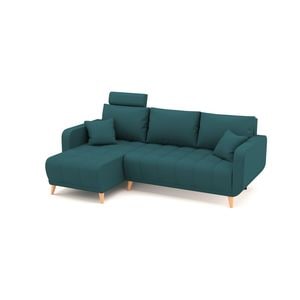 Coltar extensibil, reversibil LIDYA Catifea Turcoaz de 3 locuri, 230 x 140 x 90 cm