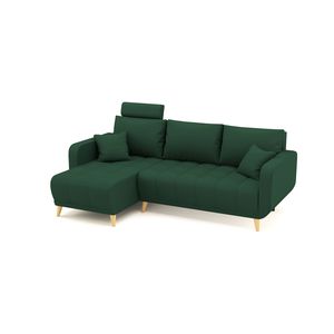 Coltar extensibil, reversibil LIDYA Catifea Verde de 3 locuri, 230 x 140 x 90 cm