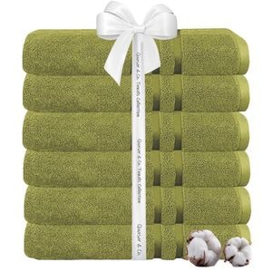 Set 6 prosoape baie Quasar & Co., 100% bumbac, 450 g/mp, 50 x 90 cm, verde lime