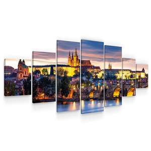Set Tablou DualView Startonight Castel in Praga, 7 piese, luminos in intuneric, 100 x 240 cm