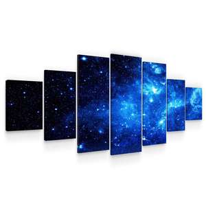 Set Tablou DualView Startonight Spatiu albastru, 7 piese, luminos in intuneric, 100 x 240 cm
