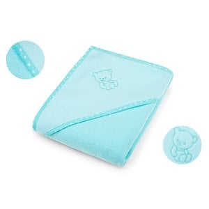 Prosop cu gluga Qmini, bumbac, 80x80 cm, Turquoise