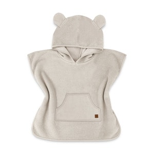 Poncho baie Qmini, cu gluga, buzunar si urechi, certificat Oeko Tex Standard 100, 4 - 7 ani, Beige