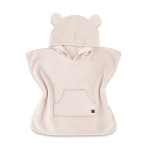Poncho baie Qmini, cu gluga, buzunar si urechi, certificat Oeko Tex Standard 100, 4 - 7 ani, Beige Pink