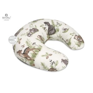 Perna pentru alaptat MimiNu, bumbac certificat Oeko Tex Standard 100, cu husa detasabila, cu fermoar securizat, circumferinta 155 cm, Design, Calm Forest Natural