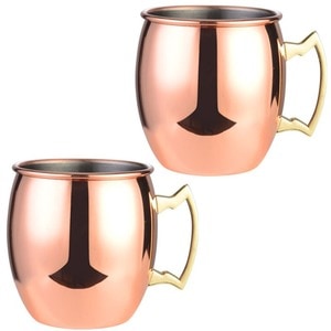 Set 2 cani Quasar & Co., inox placat cu cupru, 500 ml, argintiu-rose gold