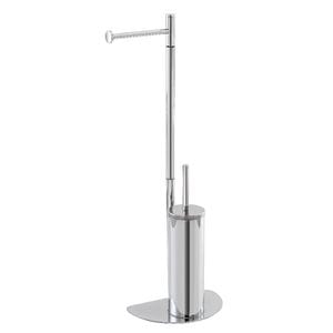 Suport vertical pentru hartie si perie wc, argintiu, h 76 cm