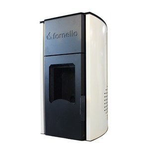 Termosemineu centrala pe peleti Fornello Royal Ivory 30 kw, complet echipat cu pompa de circulatie, vas expansiune , supapa de siguranta, buncar de peleti 30 kg, automatizare, culoare crem, pana la 200 mp