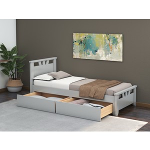 Pat Lenka, 90x200 cm, sertare, MDF, lemn masiv Fag, Gri