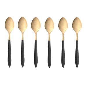 Set 6 lingurite pentru desert/cafea Ares Gold, Casa Bugatti - ASGDN-004N07, auriu/negru