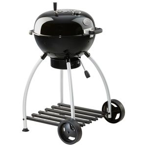 Gratar pe carbuni Rosle, F50, 25002,  suprafata de gatit 50 cm, fante evacuare aer, grila gatire din otel inoxidabil, termometru incorporat, cos carbuni, roti, negru