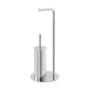 Suport vertical pentru hartie si perie wc, argintiu, otel cromat, h 56cm