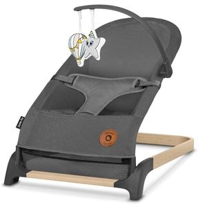 Fotoliu balansoar June AIR, Cu arcada cu jucarii, Ergonomic, Permite circulatia aerului, Balansare manuala, Pliabil, 0 luni+, Gri, Lionelo