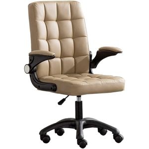 Scaun de birou,  Quasar & Co., ergonomic, manere rabatabile, sezut si spatar buretat, inaltime reglabila, piele ecologica, bej