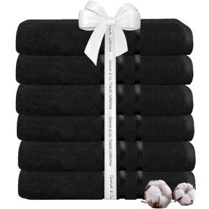 Set 6 prosoape baie Quasar & Co., 100% bumbac, 450 g/mp, 50 x 90 cm, negru