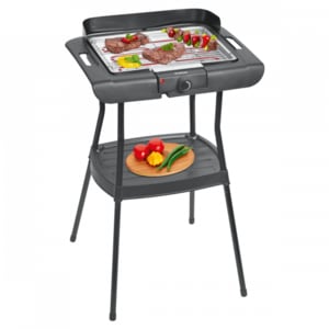 Grill electric Bomann, BQS 2244 CB, gratar cromat, 2000 W, carcasa Cool Touch, gratar detasabil, temperatura reglabila, protectie antivant, tava de scurgere, curatare usoara, otel, negru