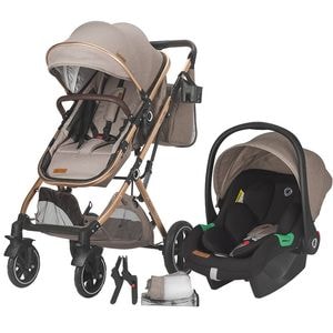 Carucior ultracompact 3 in 1 cu landou transformabil Coccolle Ravello Sand beige