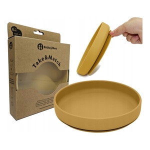 Farfurie Petite&Mars, Take&Match, Din silicon, Fara Bpa, Cu ventuza, 6 luni+, 400 ml, Ocru