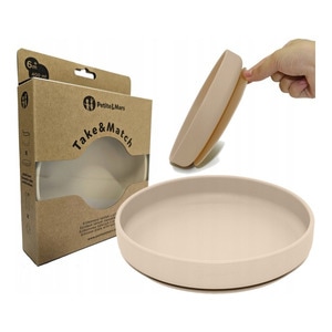 Farfurie Petite&Mars, Take&Match, Din silicon, Fara BPA, Cu ventuza, 6 luni+, 400 ml, Bej
