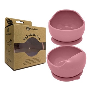 Bol Petite&Mars, Take&Match, Din silicon, Fara BPA, Cu ventuza, 6 luni+, 350 ml, Roz