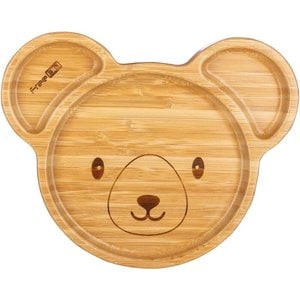 Farfurie compartimentata FreeON, Bear, Din Bambus, Cu Ventuza, Conform cu En 14372:2004, Bej 