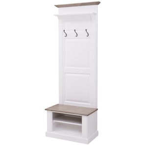 Cuier cu spatiu deschis, culoare top gri P037, culoare corp alb P004, dublu color, 100% lemn masiv
