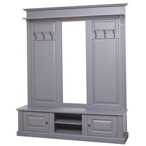 Cuier mare cu oglinda, 2 usi, spatiu deschis, gri antracit P078, vopsit, 100% lemn masiv