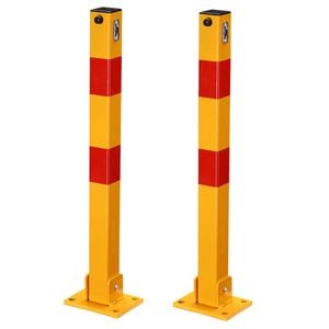 Set stalpi antiparcare cu benzi reflectorizante, galben