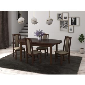 Set masa si scaune bucatarie MB-12 Venus1 S-37 Boss7 30B, 5 piese, maro inchis