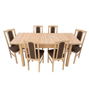 Set masa si scaune bucatarie MB-21 Modena1 S-37 Boss7 S6, 7 piese, crem