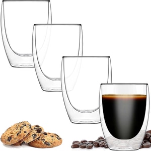 Set pahare cafea QUASAR & CO, 4 piese, 350 ml, sticla