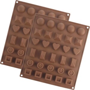 Set 2 Forme Silicon pentru ciocolata, Quasar & Co., 60 matrite bomboane sau cuburi gheata, 27 x 23 cm, maro