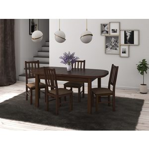 Set masa si scaune bucatarie MB-12 Venus1 S-38 Boss4 O15, 5 piese, maro inchis
