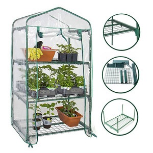 Mini sera mobila cu 3 rafturi, 126x69x49 cm