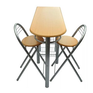 Set masa si scaune bar, 3 piese, maro deschis